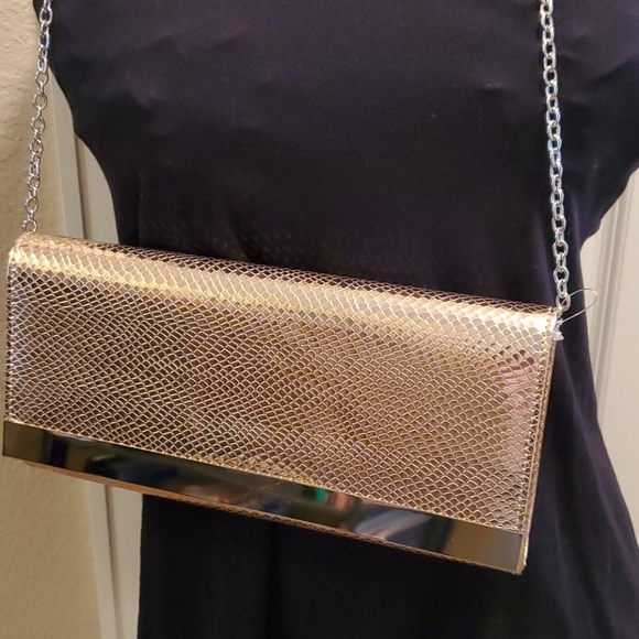 Dorothy Perkins - Rose Gold/Silver Matalic Clutch - Picture 1 of 7